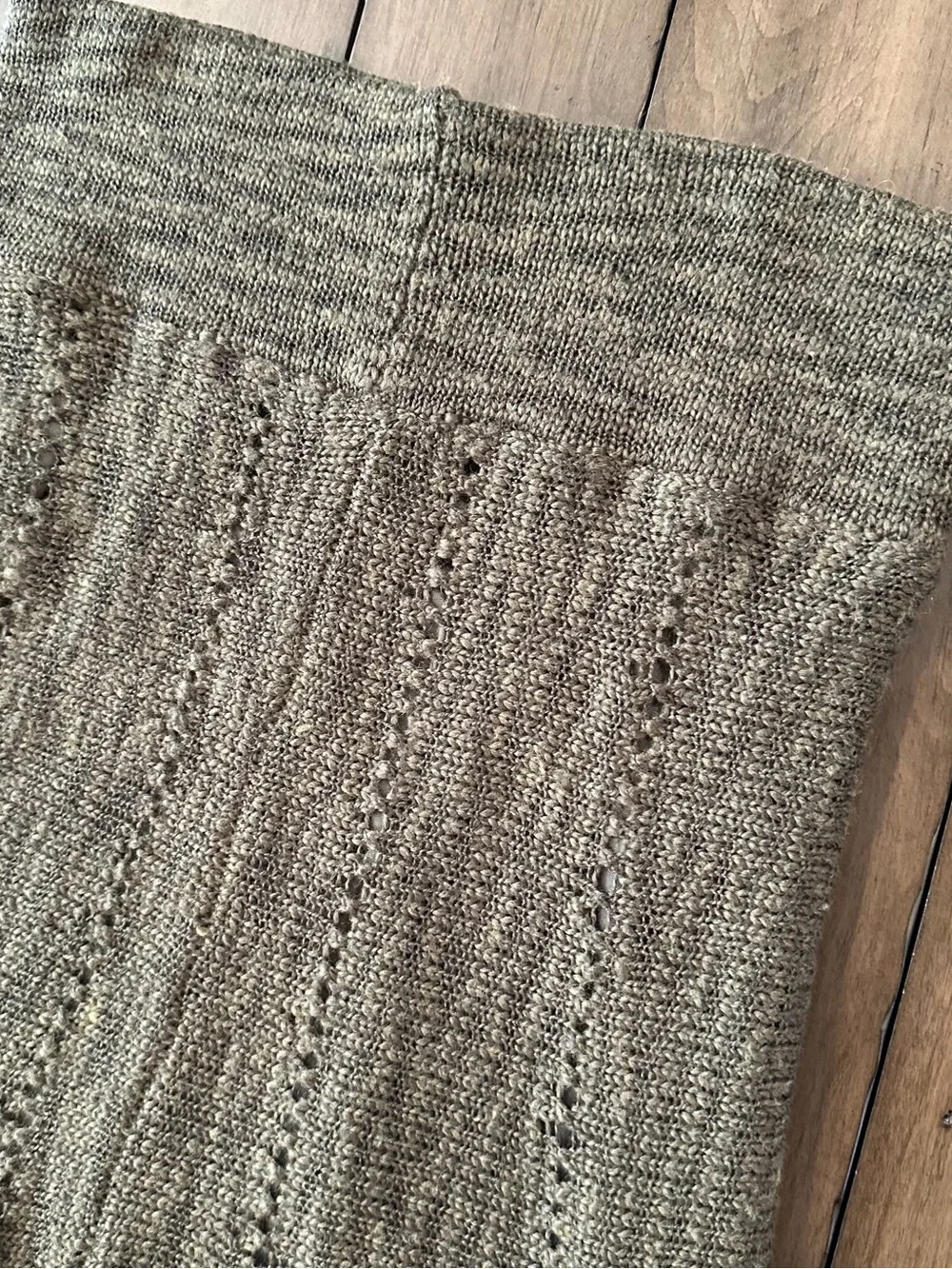 Free People Knit Flared Midi Sweater Skirt in Olive Green #J51